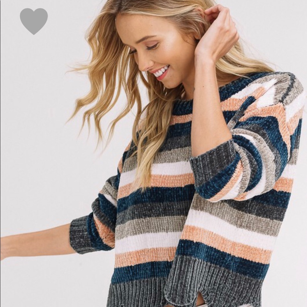 Stripe Chenille Crop Sweater